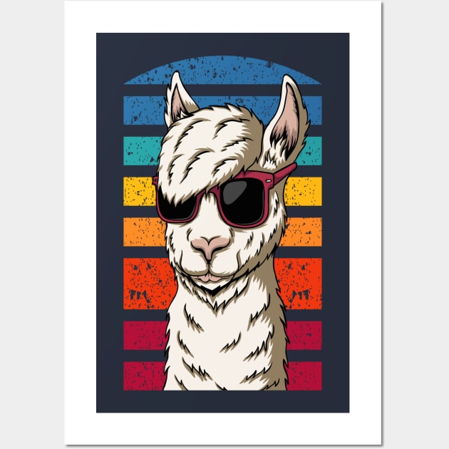 Cool Retrowave Llama with Aesthetic Gradient Colors Wall Art by mrspaceman